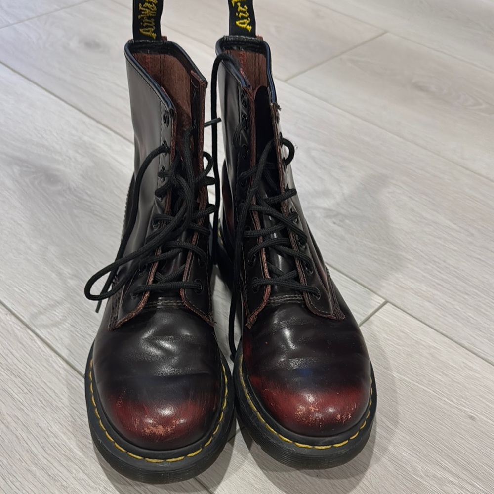 Dr. Martens Black and Red Lace-Up Boots